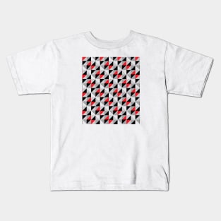 Black White Red Diagonal Kids T-Shirt